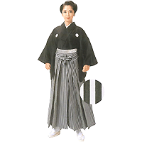 縞袴(あんどん袴・黒)
